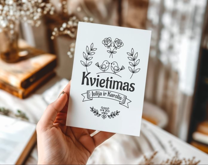 Juodi ir balti vestuvių kvietimai